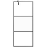 Pregrada za tuš s policom crna 90x195 cm staklo ESG i aluminij | shoptok.hr
