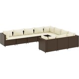  10-dijelni set vrtnih sofa od poliratana s jastucima smeđi | shoptok.hr