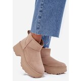Boto Women's Low Slip-On Snow Boots Lined With Fur Khaki Mavelle | Shoptok.si