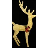  3D Božićni irvas LOVIISA 250 LED lampica Topla bijela - Zlatna tkanina 96 x 40 x 180 cm | shoptok.hr