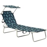 Maison Chic Zložljiv Ležalnik - Sončna ležalnik s streho jeklo potisk listov, (22043125) | Shoptok.si