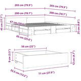  Posteljni okvir s predali betonsko siv 200x200cm inženirski les | Shoptok.si