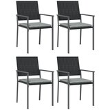 Maison Chic Vrtni stoli - Stol za vrt z blazinami 4 kosi črni 54x62,5x89 cm poli ratan JS2232, (21877091) Cene