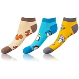 Bellinda CRAZY IN-SHOE SOCKS 3x - Modern colorful low crazy socks unisex - brown - yellow - blue