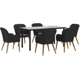  7-dijelni vrtni blagovaonski set s jastucima crni Crna Dužina stola 160 cm | shoptok.hr