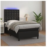  Box spring postelja z vzmetnico LED črn 90x190 cm umetno usnje | Shoptok.si