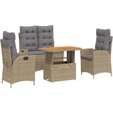  4-dijelni vrtni blagovaonski set od poliratana s jastucima bež | shoptok.hr