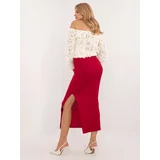 Fashionhunters Red ribbed skirt with slit