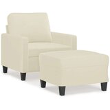  Fotelja s tabureom krem 60 cm od umjetne kože | shoptok.hr