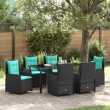  Vrtni set za objed s jastukom 7 pcs Crna Poli ratan | shoptok.hr