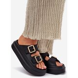 Boto Women's Platform Slippers With Golden Buckles Black Zorila | ePonuda.com