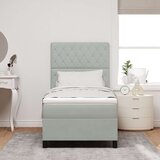vidaXL Box Spring Postelja z Matracem Svetlo Siva 100x200 cm Žamet | Shoptok.si