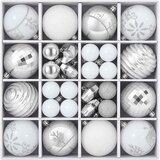  Set božićnih kuglica 88 kom. srebrna i bijela &amp;Oslash; 6 cm Plastika Slike