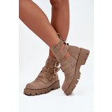 Boto Women's Ankle Boots with Straps and Silver Clamps Beige Helisse | Shoptok.si