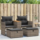 Maison Chic Vrtni kavč - Zunanji kavč dvosed s stolčki siv poli ratan, (22041882) | Shoptok.si