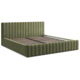 Makamii Zeleni tapecirani bračni krevet s prostorom za odlaganje s podnicom 160x200 cm Lemi – | shoptok.hr