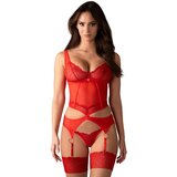 Obsessive Cupide Desir - prozirni čipkasti komplet (crveni) - L/XL | shoptok.hr