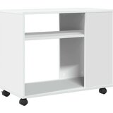 vidaXL Stranska mizica s kolesi bela 70x35x60 cm inženirski les | Shoptok.si