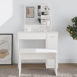 The Living Store Toaletna mizica z ogledalom bela 86,5x35x136 cm - Toaletna Mizica, (21671204) | Shoptok.si