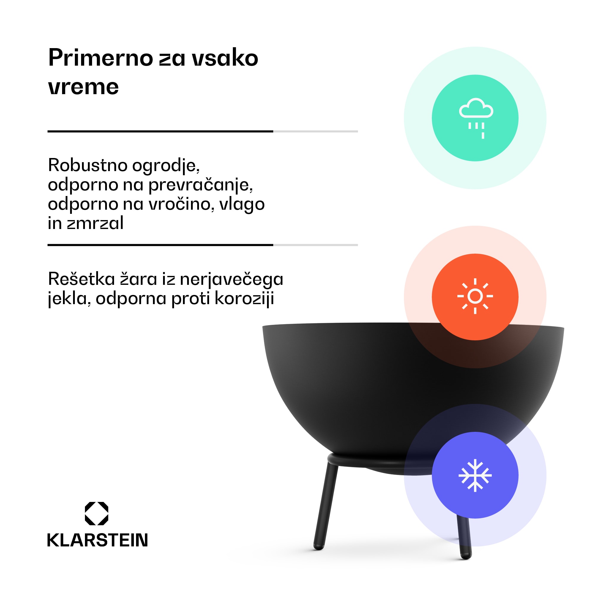 Blumfeldt Fireball niska posuda za vatru | Otporna na koroziju | Stabilna | Robusna | 66 cm | Crna | shoptok.hr