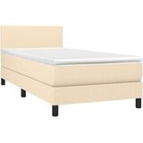 vidaXL Box spring postelja z vzmetnico LED krem 90x190 cm bl | Shoptok.si