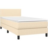 vidaXL Krevet box spring s madracem LED krem 90x190 cm od tkanine | shoptok.hr