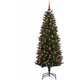  Umjetno božićno drvce s kuglicama 120 cm 150 LED lampica - 120 cm s LED-ima i crvenim lopticama Zelena | shoptok.hr