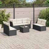 vidaXL 8-dijelni set vrtnih sofa od poliratana s jastucima crni Cijene