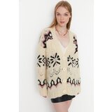 Trendyol Ecru Soft Textured V Neck Patterned Knitwear Knitwear Cardigan | Eponuda.ba