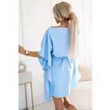 Numoco 287-36 SOFIA Butterfly Dress with Waist Tie - Pastel Blue | shoptok.hr