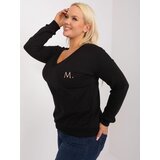 Fashion Hunters Black casual plus-size blouse with the letter M Cene