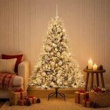  Umjetno božićno drvce s kuglicom 150 cm 150 LED lampica - Zelena i bijela 150 cm s LED žaruljama i bijelim kuglicama | shoptok.hr