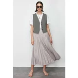 Trendyol Gray Pleated Woven Skirt