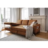 Miuform oranžna/rjava raztegljiva kotna sedežna garnitura iz rebrastega žameta (levi kot) lofty lilly – | Shoptok.si