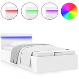 Maison Chic Dvižni Posteljni okvir - Enojna postelja - Postelja za odrasle LED belo umetno usnje 100x200 cm, (21695573) | Shoptok.si