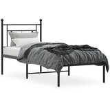  Metalni okvir za krevet s uzglavljem crni 75x190 cm | shoptok.hr