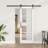 vidaXL Drsna vrata z opremo Komplet belo 73,5x198,5 cm Masiven bor, Notranja vrata z steklom 'ORKDAL'Belo 73,5x198,5x4 cm | Shoptok.si