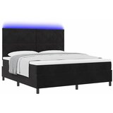  LED Box Spring Krevet s uzglavljem Crna 180 x 200 cm Baršun | shoptok.hr