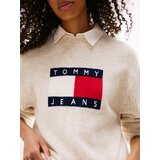 Tommy Jeans Pulover progasto bež / marine / rdeča / bela | Shoptok.si