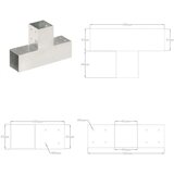 vidaXL Spojniki za stebre 4 kosi T oblike pocinkana kovina 81x81 mm | Shoptok.si
