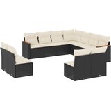  11-dijelni set vrtnih sofa od poliratana s jastucima crni Crna 62 x 62 x 69 cm | shoptok.hr