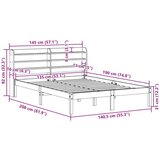 vidaXL Posteljni okvir z vzglavjem voščeno rjava 135x190 cm borovina | Shoptok.si