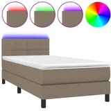  box spring s madracem LED smeđesivi 100x200 cm tkanina | shoptok.hr