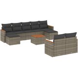  10-dijelni set vrtnih sofa od poliratana s jastucima sivi | shoptok.hr