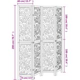  Sobna pregrada s 4 panela bijela od masivnog drva paulovnije 40 x 200 cm | Shoptok.si