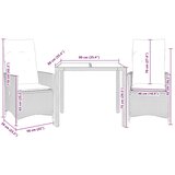  3-dijelni bistro set od poliratana s jastucima sivi Siva 90 x 90 x 75 cm | Shoptok.si