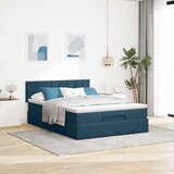  Ottoman krevet s madracem i LED diodama tamnoplavi 140x200 cm baršun | Shoptok.si