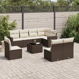 Maison Chic Seti vrtnega pohištva - Vrtna garnitura - Vrtni pohištvo set 9-delna z blazinami rjava poli ratan, (21807681) | Shoptok.si
