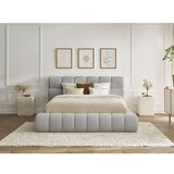 Bobochic Paris Svetlo siva oblazinjena zakonska postelja s prostorom za shranjevanje z letvenim dnom 160x200 cm Mont Blanc – | Shoptok.si