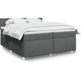 vidaXL Box spring postelja z vzmetnico temno siva 200x200 cm blago Cene